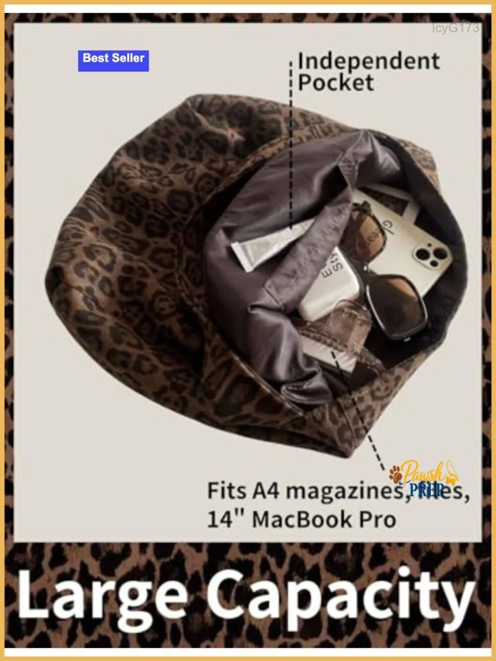 Leopard Print Hobo Bag Large Capacity Lightweight Faux Suede Tote Shoulder Bag